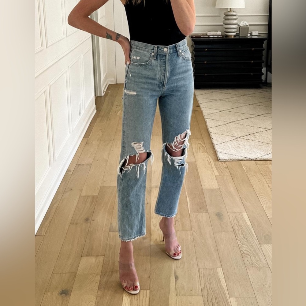 AGOLDE 90s Mid-Rise Loose-Fit Distressed Jeans - Size 28